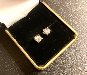 10K WHITE GOLD & LAB CREATED DIAMOND EARRINGS - Picture 1 of 7