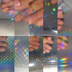 10 Pattern Holographic Transparent Self Adhesive Overlay Film A4 Sheet Sticker - Picture 1 of 9