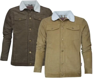 Sherpa Lined Corduroy Jacket Metal Snap Button Up Plain Ex Store with 4 Pockets - Picture 1 of 11