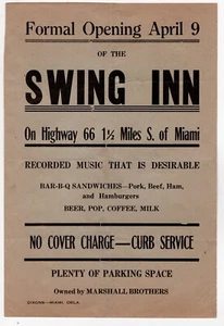 SWING INN Famous Route 66 Roadhouse Broadside Miami, Oklahoma SCARCE - Foto 1 di 5