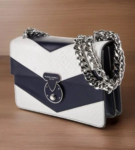 Rare Henri Bendel Warren Street Leather & Double Chain Strap Shoulder/Crossbody - Picture 1 of 13