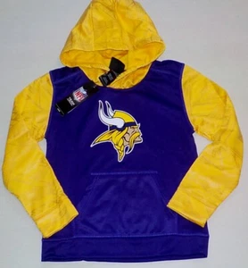 MINNESOTA VIKINGS POLYESTER HOODED SWEATSHIRT HOODIE YOUTH S M L XL BOYS PURPLE - Picture 1 of 1