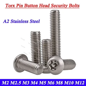 M2-M12 Torx Pin Button Head Security Bolts Anti Vandal Screws A2 Stainless Steel - Picture 1 of 7