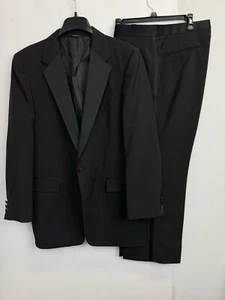 VTG After Six Men’s Sz 43R Tuxedo Suit Black 38X27 Pants Made in USA Formal - Picture 1 of 18
