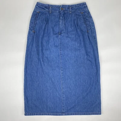 Falda de mezclilla azul tallada con volantes Petite 10 pliegues bolsillos modesto Foto 1 de 4