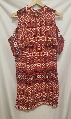 Vestido recto Collective Concepts talla mediana rojo hombro frío volantes acento Foto 1 de 4