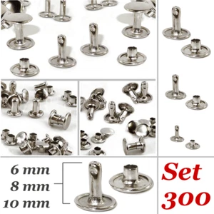 300 Stück Set Hohlnieten 6mm + 8mm + 10mm / Leder Stoff Gürtel Nieten Ziernieten - Bild 1 von 12