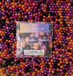 HALLOWEEN THEMED PEARL BEADS 6MM BRACELET CRAFT FREE POSTAGE - Picture 1 of 4