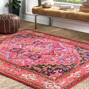 nuLOOM Vintage Mackenzie Area Rug in Violet Pink Bohemian Oriental Design - Picture 1 of 9