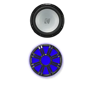 Kicker KMW10 10" 4-ohm Marine Subwoofer, Charcoal LED Kicker Subwoofer Grill - Picture 1 of 3