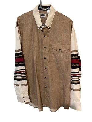 Camisa De Colección Ediciones Básicas Para Hombre Vaquero Azteca del Suroeste Años 90 Con Botones Talla XL Foto 1 de 4