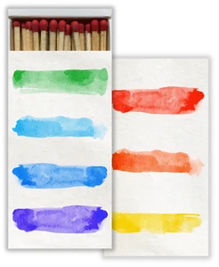 Watercolor Brush Strokes Set of 2 Large Matchboxes with Wooden Matches - Picture 1 of 2