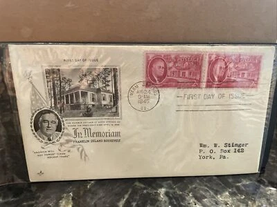 1945 1st-Day Issue Franklin Roosevelt Memoriam 2¢ Stamps / FDR/Warm Springs/Mint - Image 1 of 2