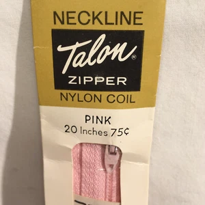 VINTAGE TALON ZIPPER 20 INCHES DONAHUE PINK DRESS NYLON COIL 110-1 NEW 20" NOS - Picture 1 of 8