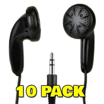 LOWCOSTEARBUDS.COM Pack of 10 - Black 3.5mm Earbuds / Headphones / Earphones
