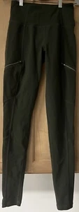 Athleta Activewear Cropped Leggings W/Zippers XS Green - Picture 1 of 11