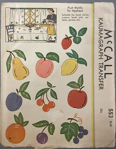 VINTAGE McCALL’s KAUMAGRAPH TRANSFER FRUIT MOTIFS FOR APPLIQUÉ - Picture 1 of 1