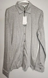 NWT Reiss Mercerised Hendon LS Polo Mens Large Grey Melange - Picture 1 of 10