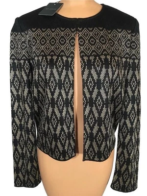 NWT ST. JOHN Knits Black Gold Shimmer Eve Topper Jacket Blazer sz 10 $1395 - Image 1 of 4