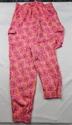 Vince Camuto Girl's Sz12 Pink Floral Pull On Cargo Rayon Joggers Pants Pockets  - Image 1 of 4