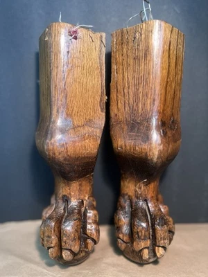 RARE 2 SOLID WOOD ANTIQUE LION PAW CHAIR LEGS French Baroque Victorian Style - Image 1 of 4