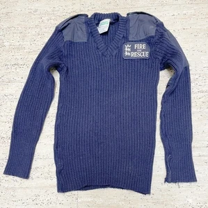 GENUINE VINTAGE FIRE & RESCUE PURE WOOL JUMPER 42" CHEST 1980s - Picture 1 of 6