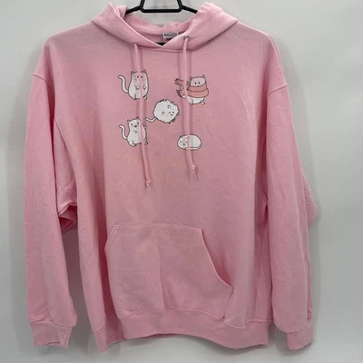 JERZEES 女式猫女士运动衫尺寸 2XL 粉红色连帽套衫羊毛衬里 — 第 1/4 张图片