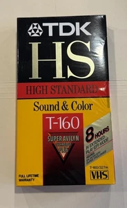 TDK T-160HS High Standard VHS Videotape Tape Super Avilyn Sound Color 8 HR NEU - Bild 1 von 9