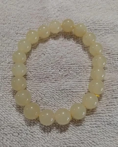 Yellow Jade Stone Round Bead Stretchy Elastic Bracelet - Picture 1 of 1