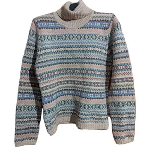 Ralph Lauren Camel Hair and Lambs Wool Fairisle Patterned Roll Neck Jumper SMALL - Picture 1 of 7