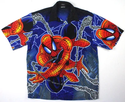 Vintage 2001 Spiderman Marvel Comics All Over Print Button Shirt Mens Large - Image 1 of 4
