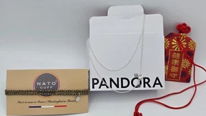 Damenschmuckset: Silberkette 45 cm, Baumwollarmband und japanischer Amulett - Bild 1 von 11