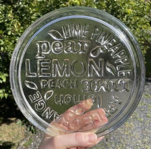 Retro Vintage Round Glass Bar Fruit Cutting Tray Board Lemon Pear Lime Pineapple - Picture 1 of 6
