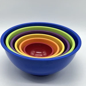 Set Of 6 GHP Melamine Nesting Mixing Bowls Assorted Colors and Sizes, Rainbow - Picture 1 of 14