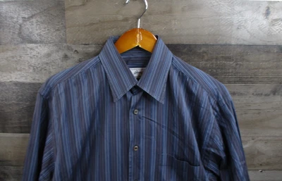 Camisa Brioni Para Hombre Mediana Rayas Abotonada Hecha en Italia Vestido Neiman Marcus Foto 1 de 4