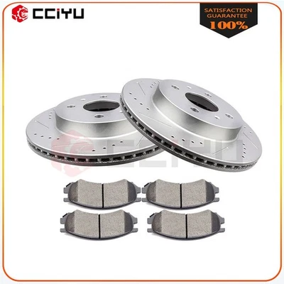 Drilled Front Brake Rotors & Pads For Saturn 91-2002 SC1 SC2 SL2 93-1999 SW1 AW2 - Image 1 of 4