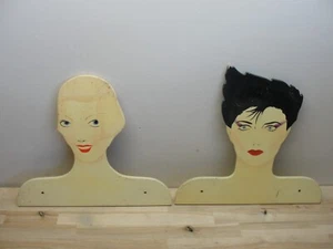 2 VINTAGE ART DECO HOLZ DAMEN KOPF LADEN DISPLAY - Bild 1 von 5