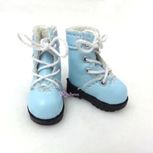 SHP002BLE Mimiwoo 1/6 Bjd Doll Shoes Blythe PU Leather Medium Boots BLUE ~~~ - Picture 1 of 4