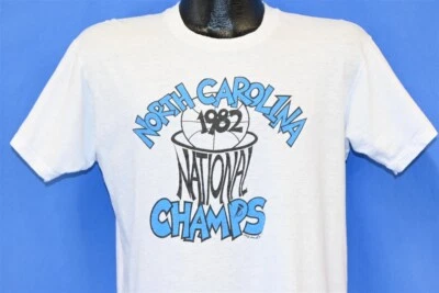 vtg 80s NORTH CAROLINA TAR HEELS NATIONAL CHAMPS NCAA 1982 t-shirt COLLEGE L - Image 1 of 3