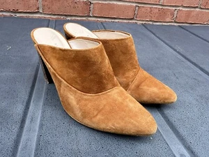 Karen Millen Open Back Heels UK 4.5 Tan Brown Suede - Picture 1 of 11