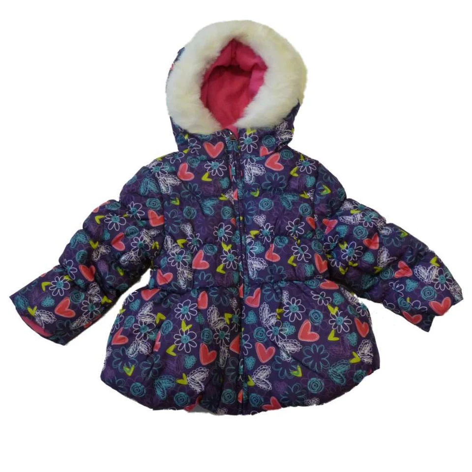 Pacific Trail Niñas Púrpura Floral Invierno Abrigo Borde de Piel Puffer Chaqueta de Esquí 4 Foto 1 de 1