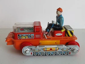 Nomura Japan Magic Action Bulldozer No 15 Fahrer Blechspielzeug Batterie 60er - Bild 1 von 8