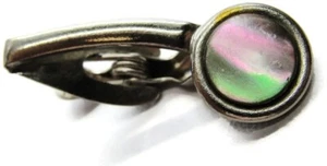 1 1/4" Vintage Abalone Neck Tie Clip Silver Tone - Picture 1 of 5