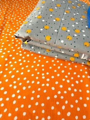 3.5 Yards Polka Dot Cotton Fabric Bundle – 2.25 Yards Gray + 1.24 Yards Orange - Image 1 of 4