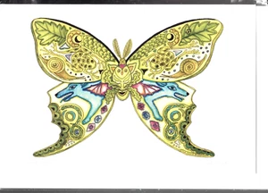 LUNA BUTTERFLY - Doodle by Cherokee artist Sue Coccia - New 6" x 9" Art Card - Picture 1 of 1