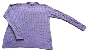 Womens Vintage Jumper 80s Scandinavian Pale Purple Cable Knit Retro Boho 14 - Picture 1 of 1