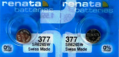 377 Battery Watch 1.55V SR626SW SR66 AG4 LR626 Silver Oxide Button Cell - 2 PC   - Image 1 of 3