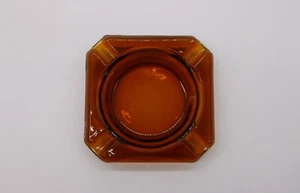 Vintage Amber Glass Ashtray - Solid Glass - USA - 0.75"H x 3.75"W - Picture 1 of 4