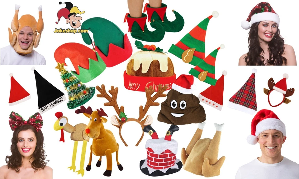 HENBRANDT Christmas Hat Party Hats Novelty Selection Xmas Santa Elf Reindeer Fancy Dress