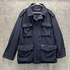 Tommy Hilfiger Jacket Men Large Blue Pockets Wool Coat Casual Field Military